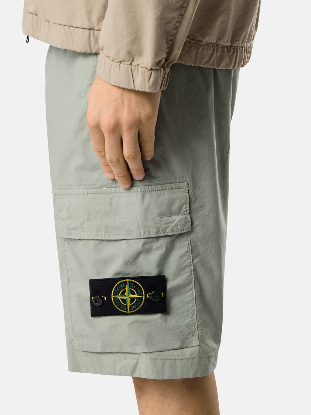 Stone Island Stretch Cotton Tela 'Paracadute' Cargo Bermuda Shorts in Sage Green