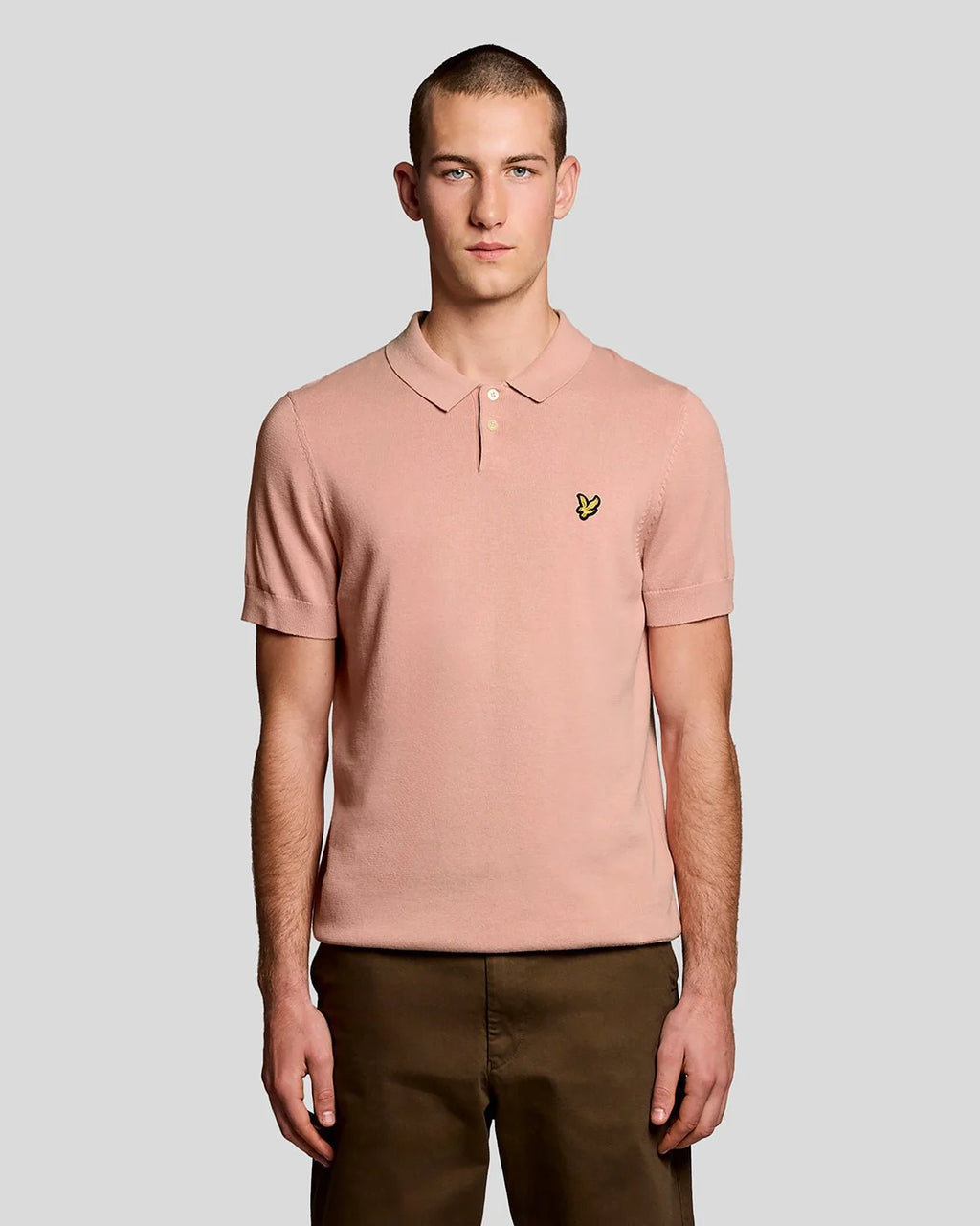 Lyle & Scott Cotton Knitted Polo Shirt in Pink Grapefruit