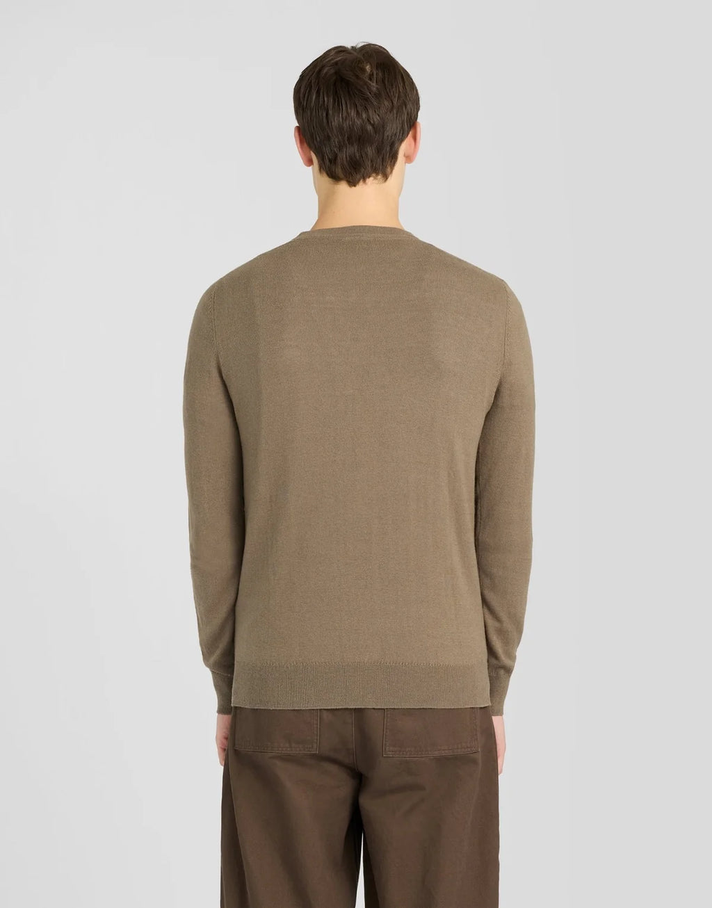 Lyle & Scott Cotton Merino Crewneck Jumper in Khaki Ash