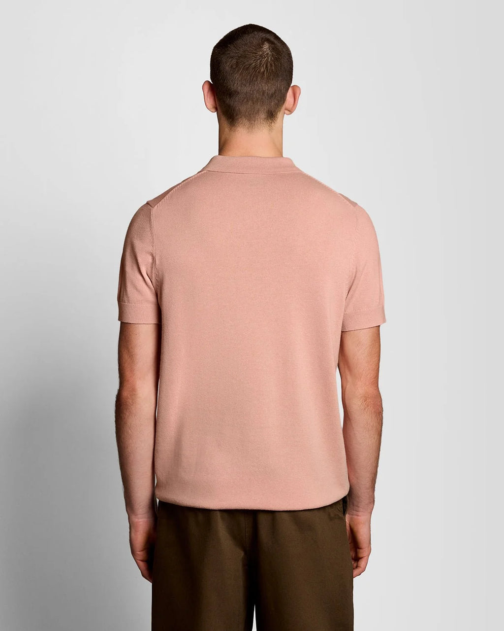 Lyle & Scott Cotton Knitted Polo Shirt in Pink Grapefruit
