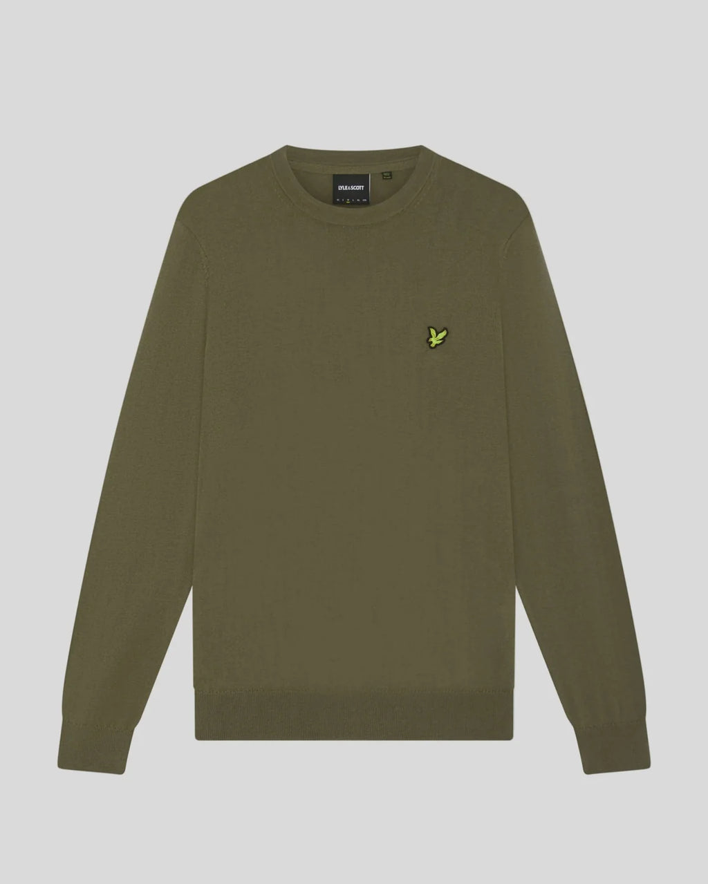Lyle & Scott Cotton Merino Crewneck Jumper in Khaki Ash