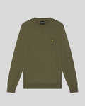 Lyle & Scott Cotton Merino Crewneck Jumper in Khaki Ash