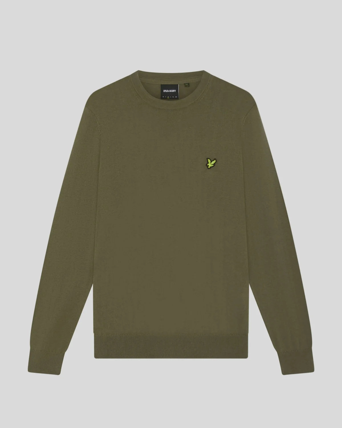 Lyle & Scott Cotton Merino Crewneck Jumper in Khaki Ash