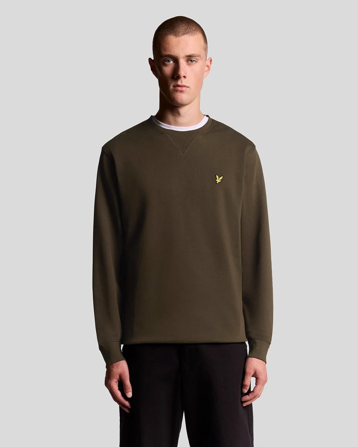 Lyle & Scott Cotton Crewneck Sweatshirt in Olive