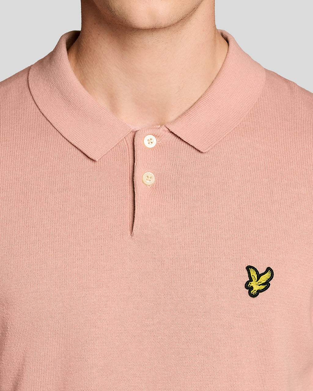 Lyle & Scott Cotton Knitted Polo Shirt in Pink Grapefruit