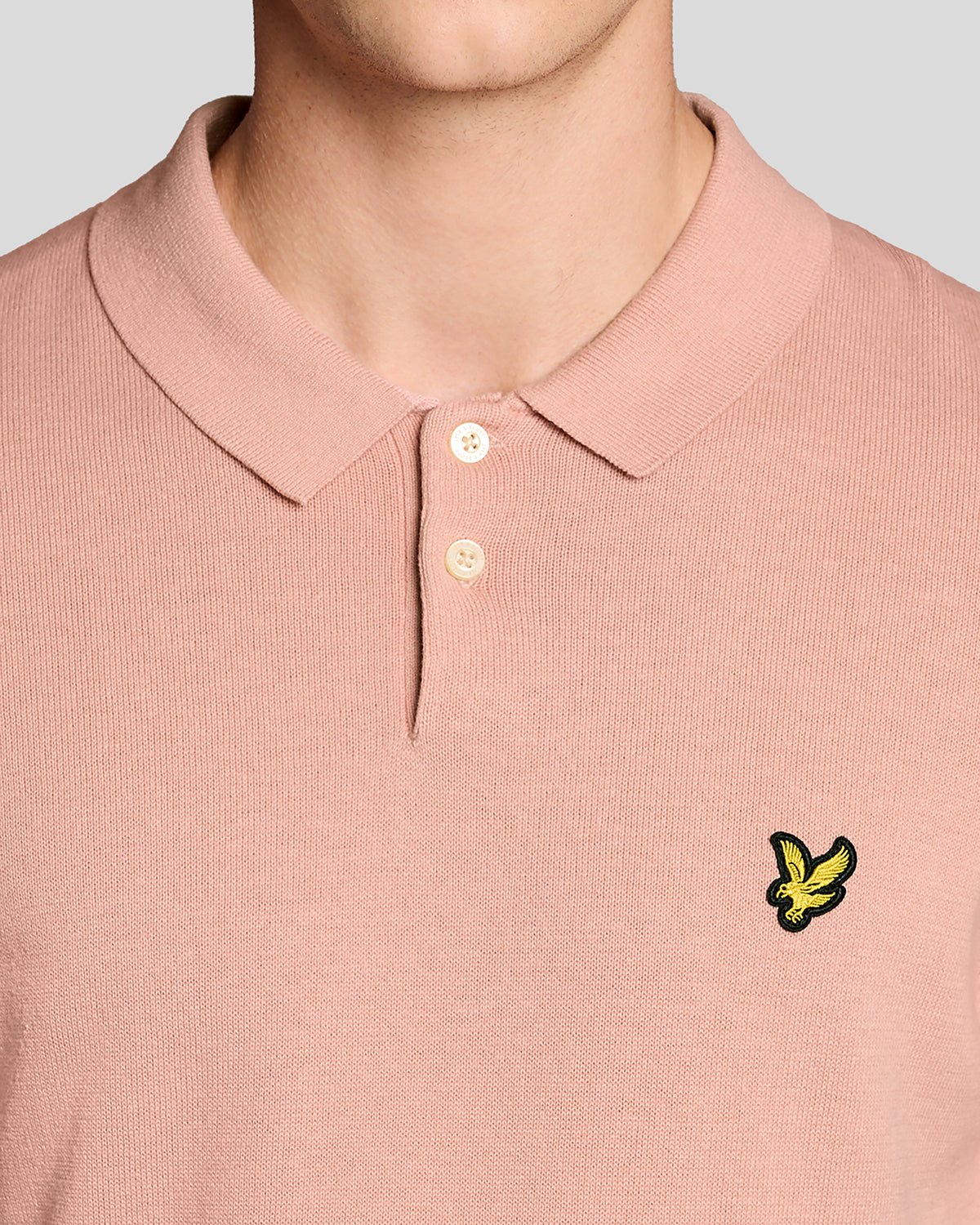 Lyle & Scott Cotton Knitted Polo Shirt in Pink Grapefruit