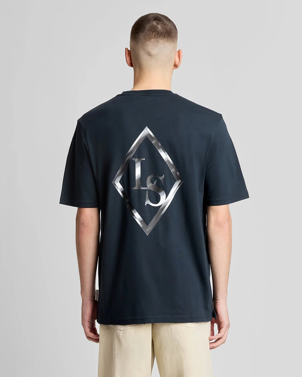 Lyle & Scott Chrome Graphic Eagle T-Shirt in Dark Navy
