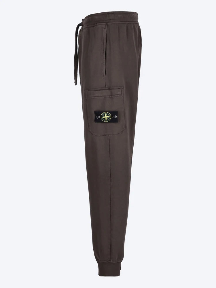 Stone Island Organic Cotton Fleece Slim-Fit Joggers in Coal Grey