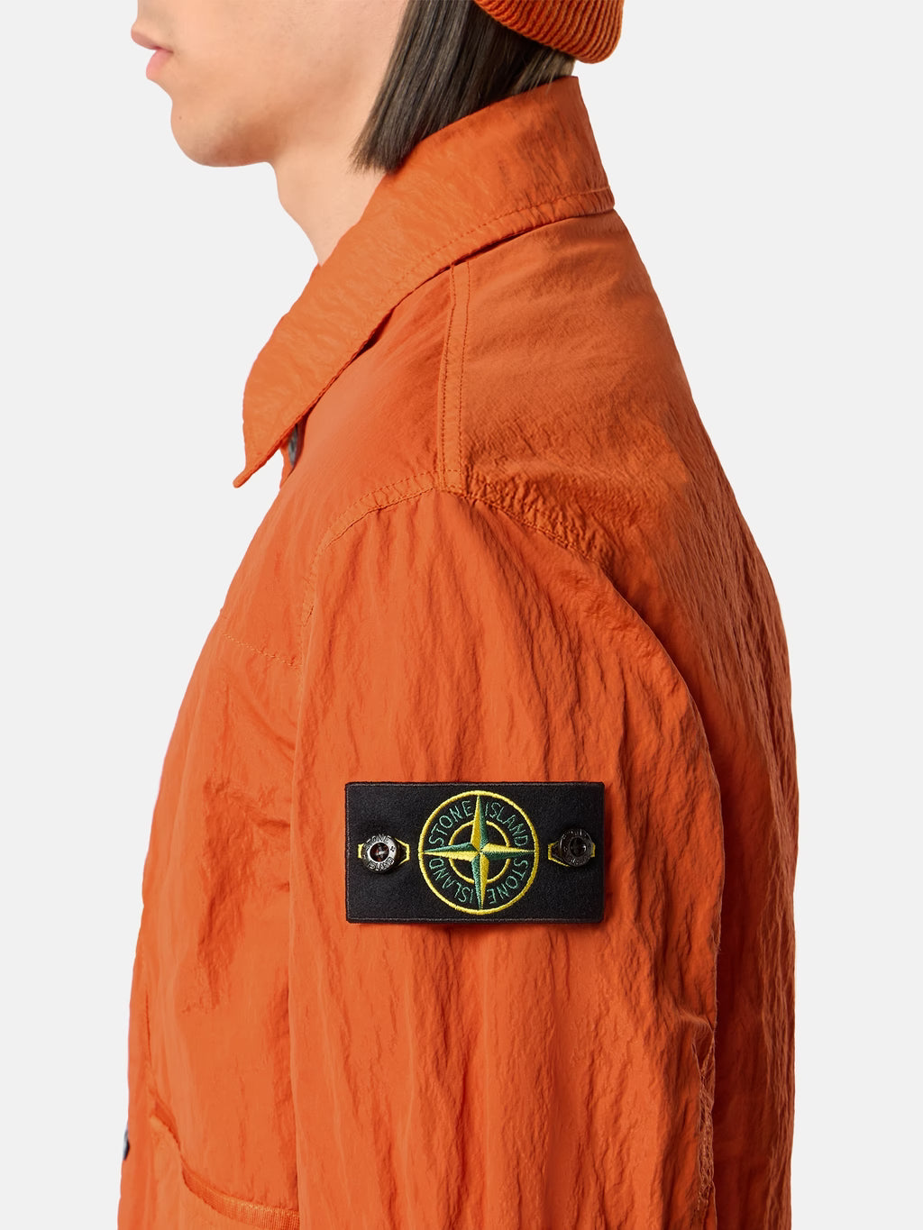 Stone Island Warp Rib Nylon-TC Coach Jacket in Burnt Orange