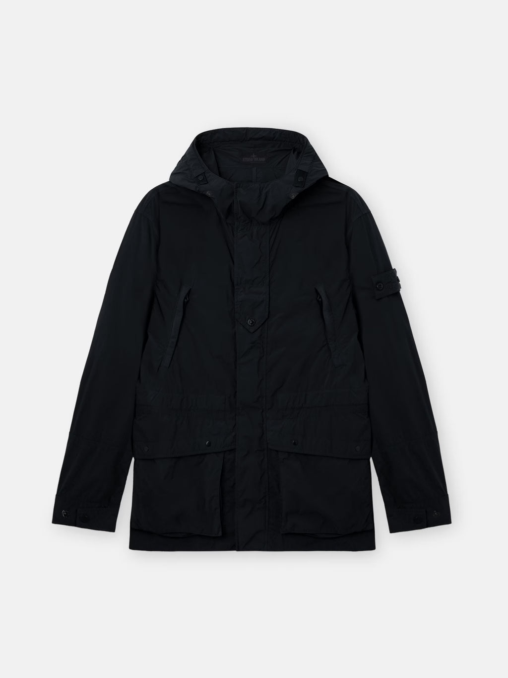 Stone Island Ghost Nylon Smerigliato Short Parka in Black