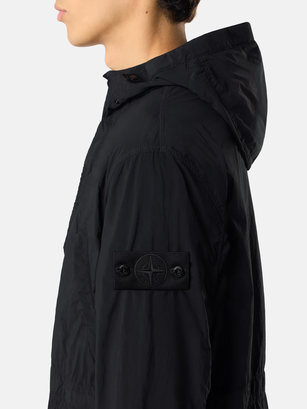 Stone Island Ghost Nylon Smerigliato Short Parka in Black