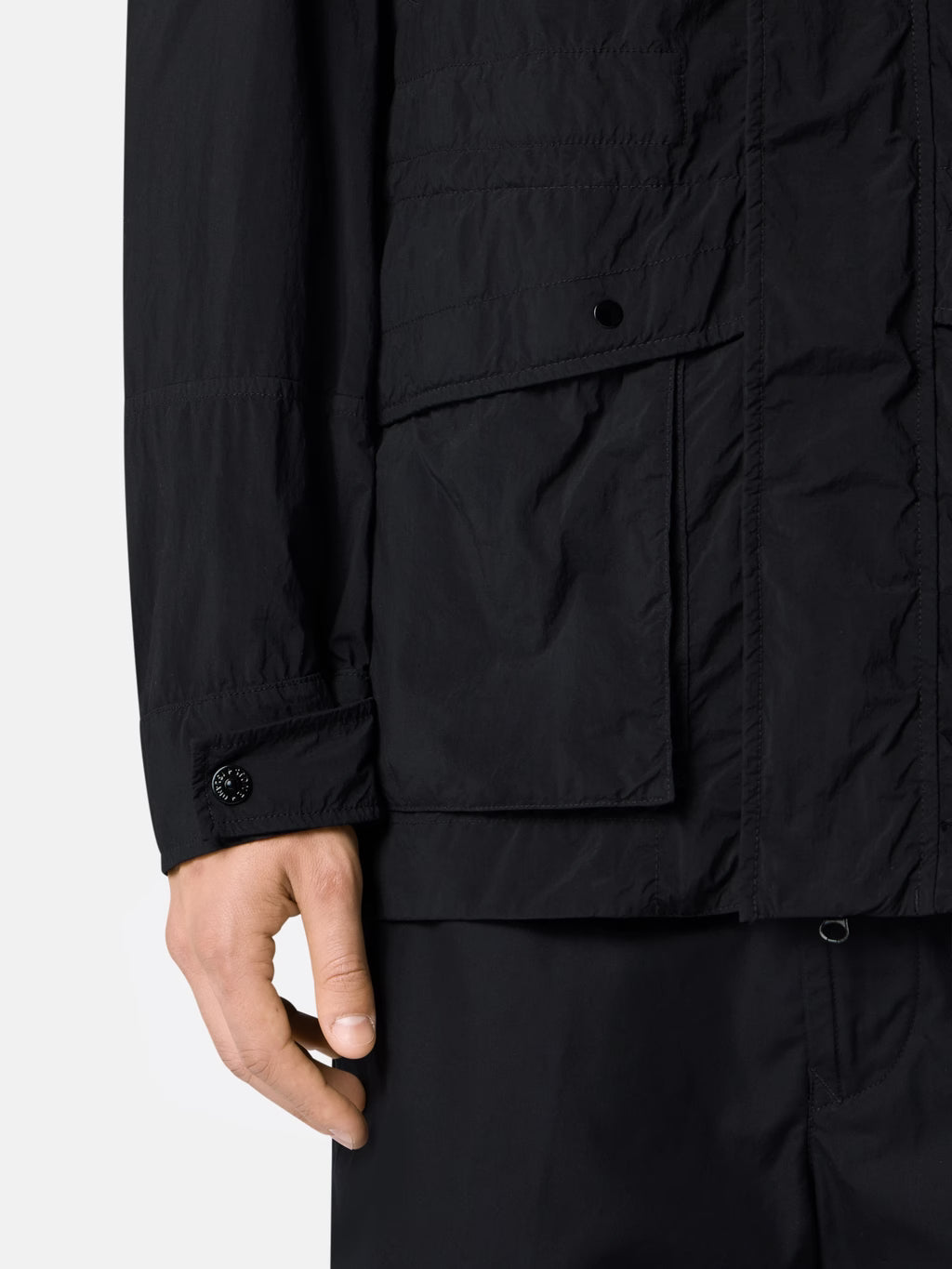 Stone Island Ghost Nylon Smerigliato Short Parka in Black