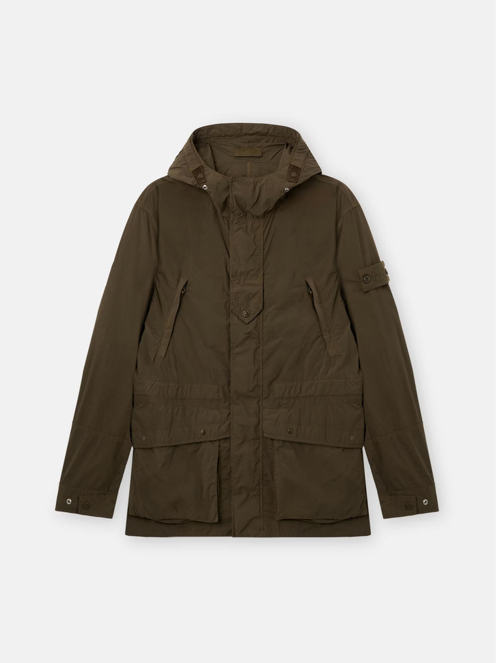 Stone Island Ghost Nylon Smerigliato Short Parka in Military Green