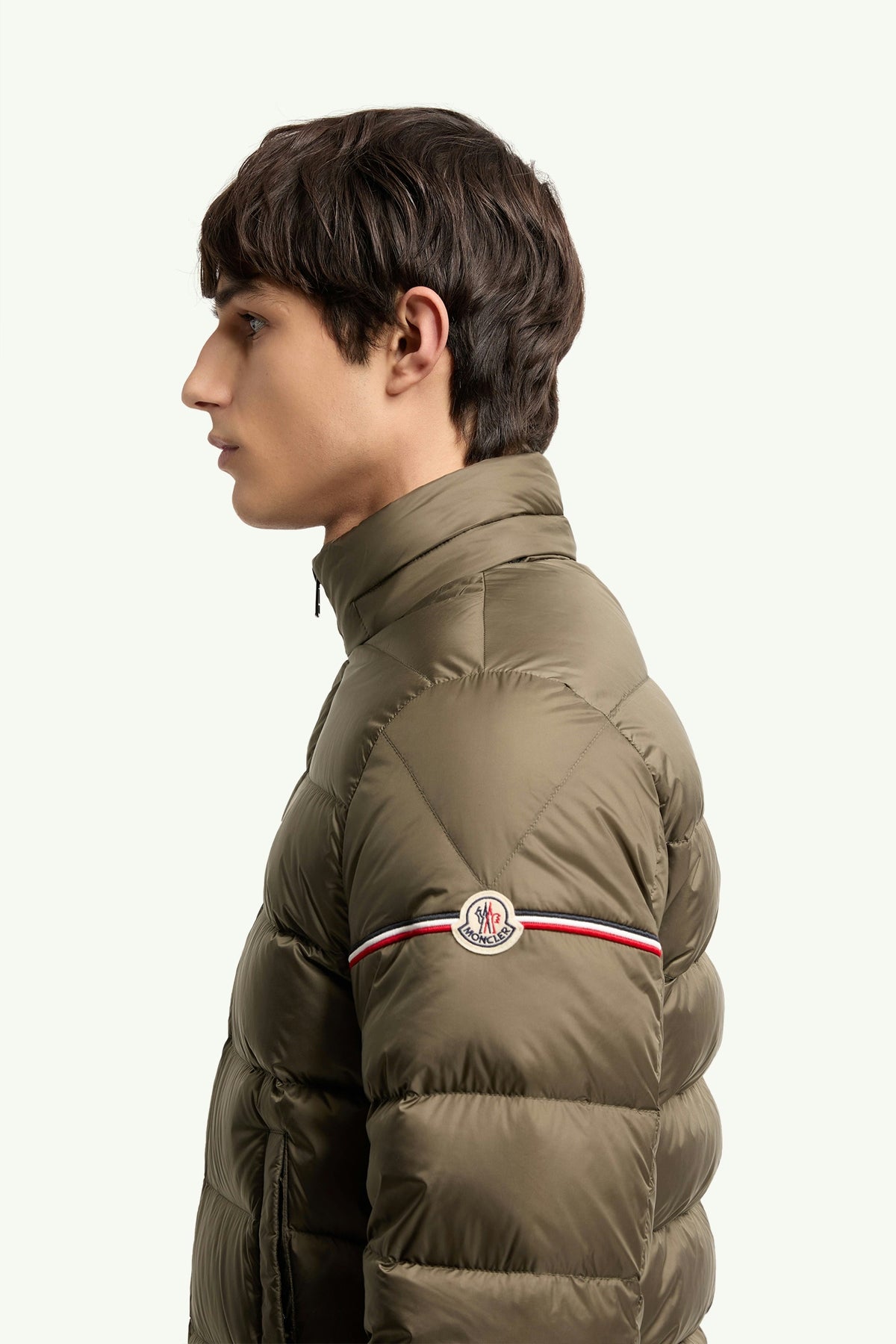 Moncler Ravenlock Hooded Short Down Jacket in Khaki