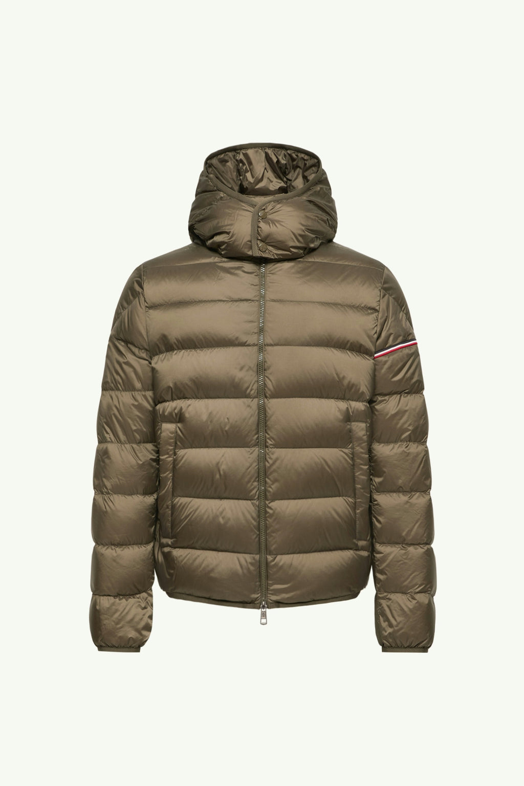 Moncler Ravenlock Hooded Short Down Jacket in Khaki