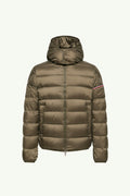Moncler Ravenlock Hooded Short Down Jacket in Khaki