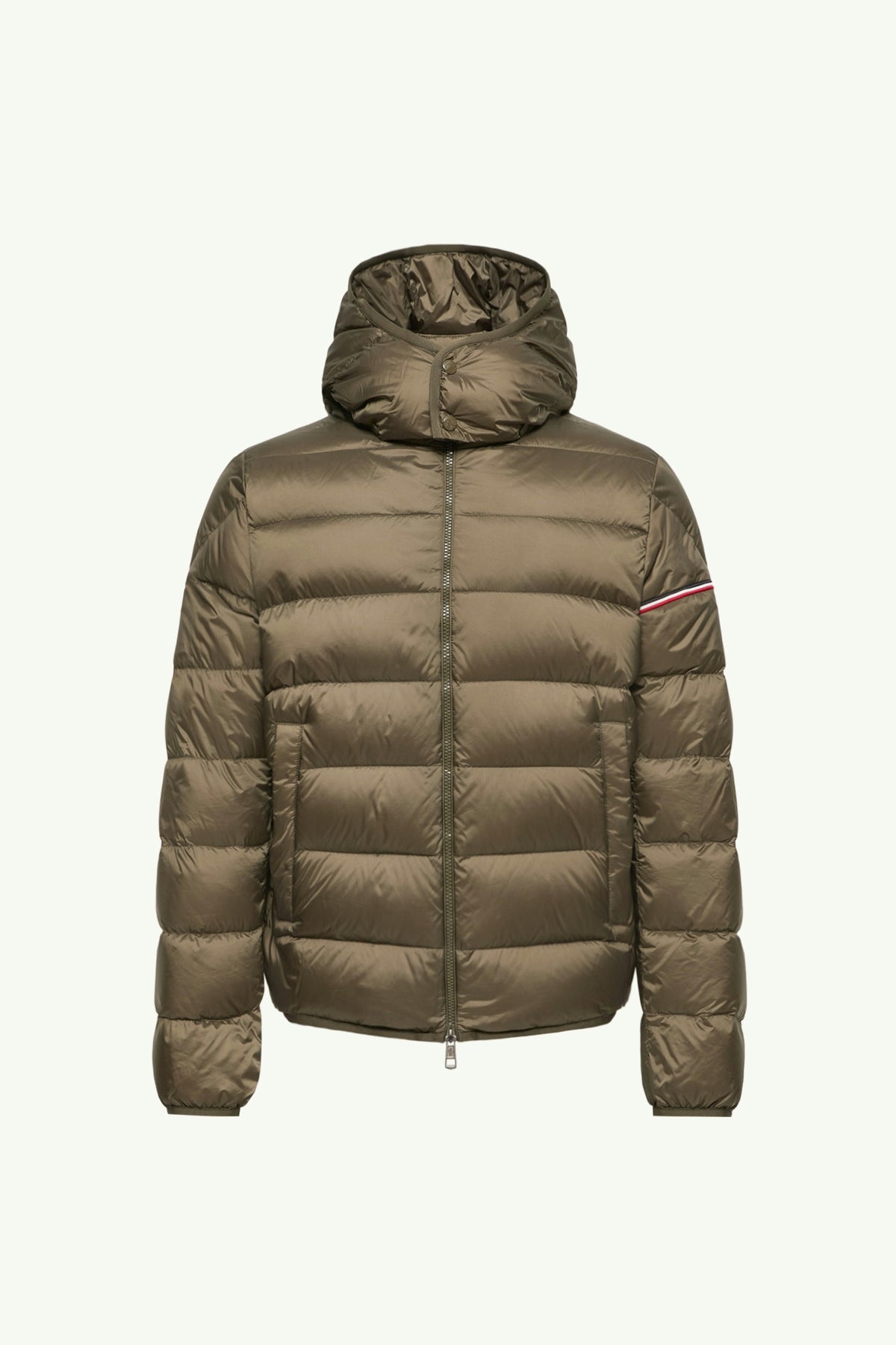 Moncler Ravenlock Hooded Short Down Jacket in Khaki