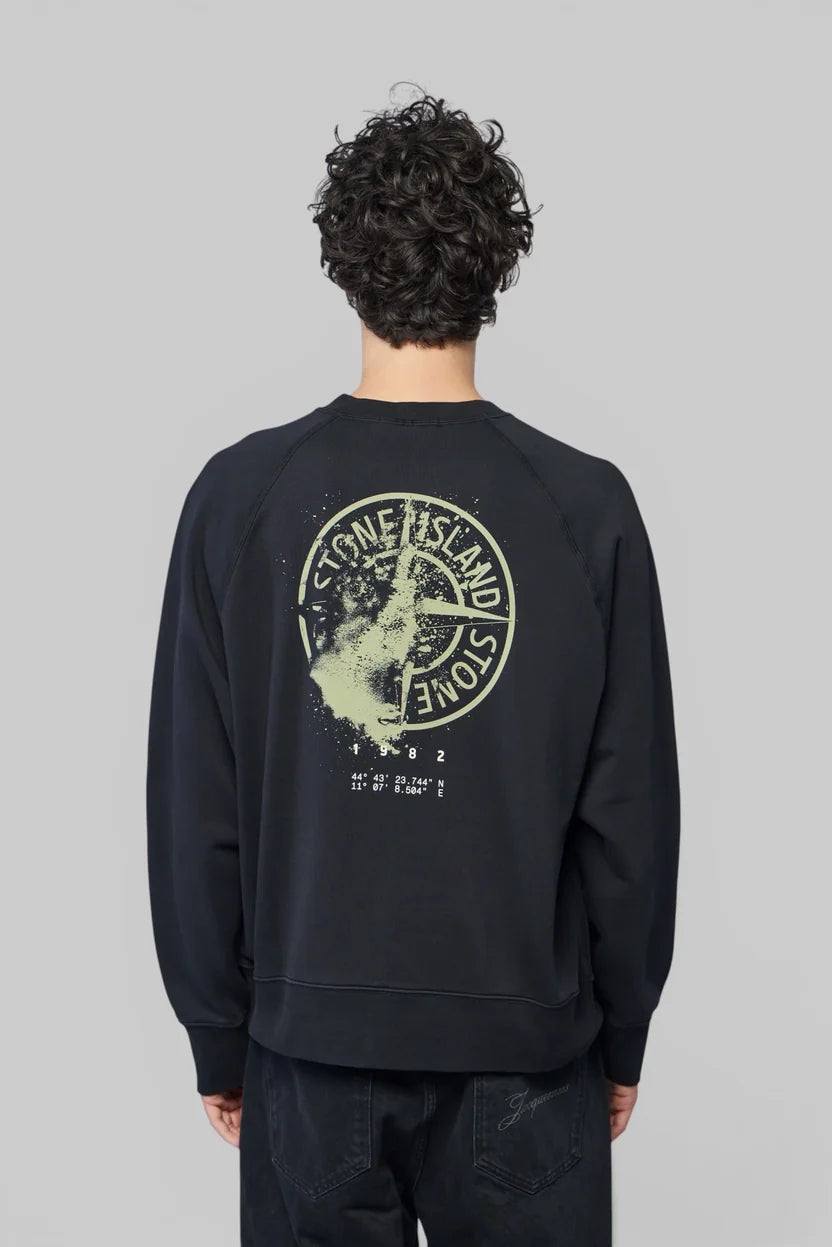 Stone Island Oversized-Fit Crewneck 'Desert Print' Sweatshirt in Black