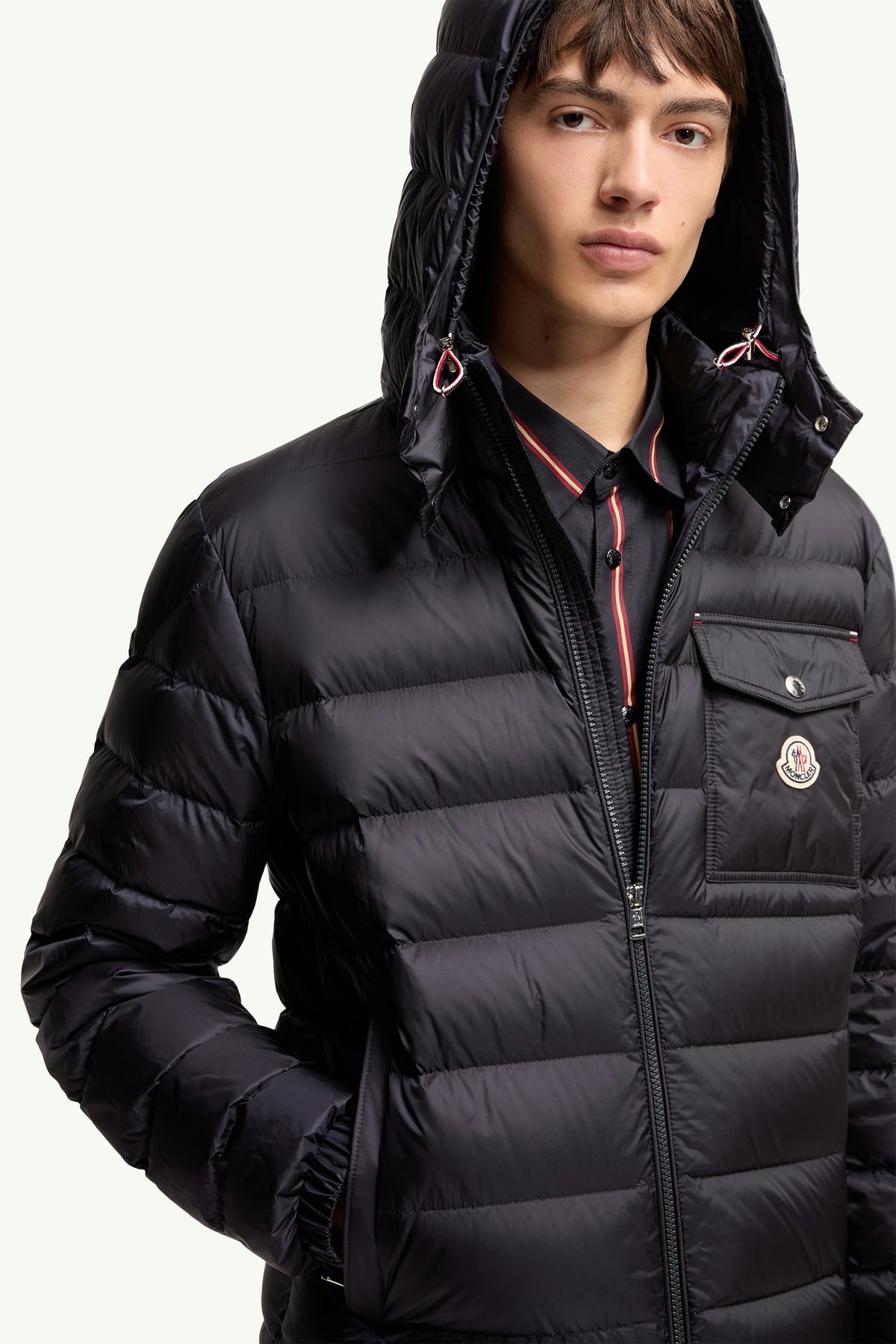 Moncler Verith Hooded Short Down Jacket in Dark Blue