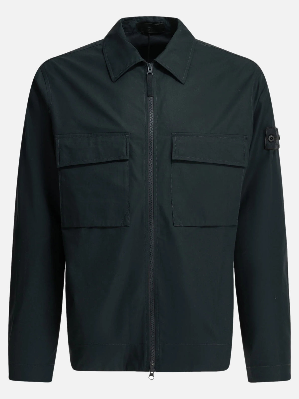 Stone Island All-Weather Cotton Canvas Ghost Overshirt in Navy