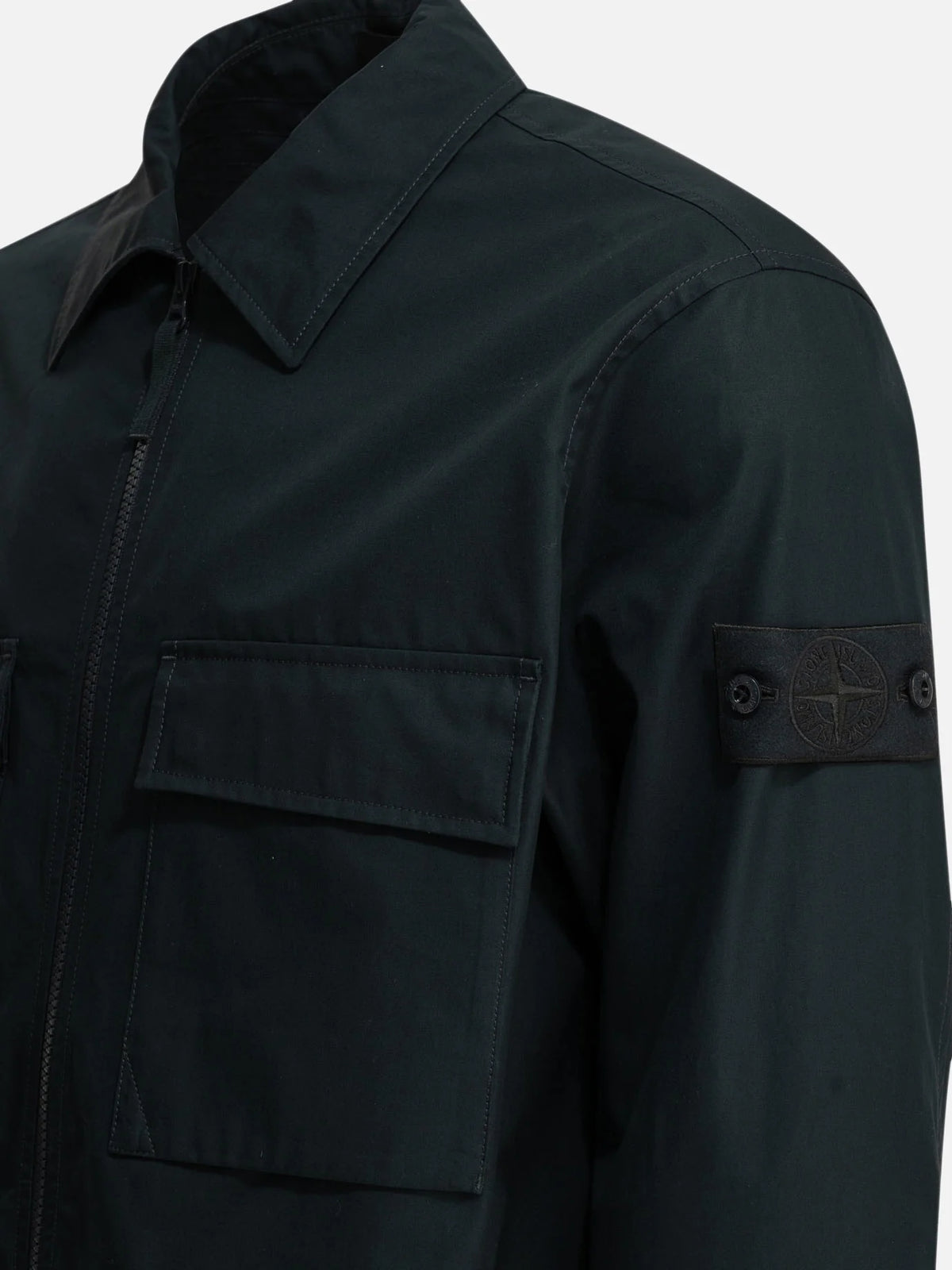 Stone Island All-Weather Cotton Canvas Ghost Overshirt in Navy