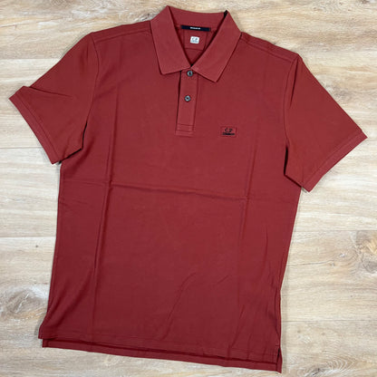 C.P. Company Stretch Piquet Polo Shirt in Henna Red