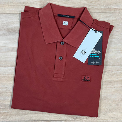 C.P. Company Stretch Piquet Polo Shirt in Henna Red