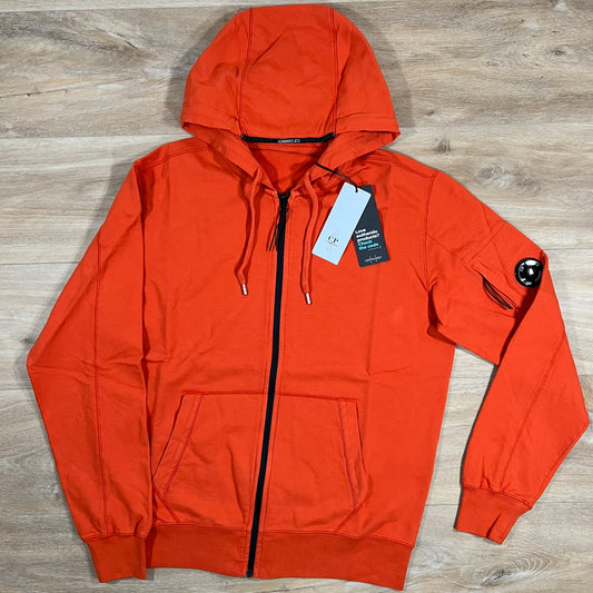 C.P. Company Light Fleece Zip Hoodie in Pumpkin