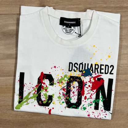 Dsquared2 Icon Splatter T-Shirt in White